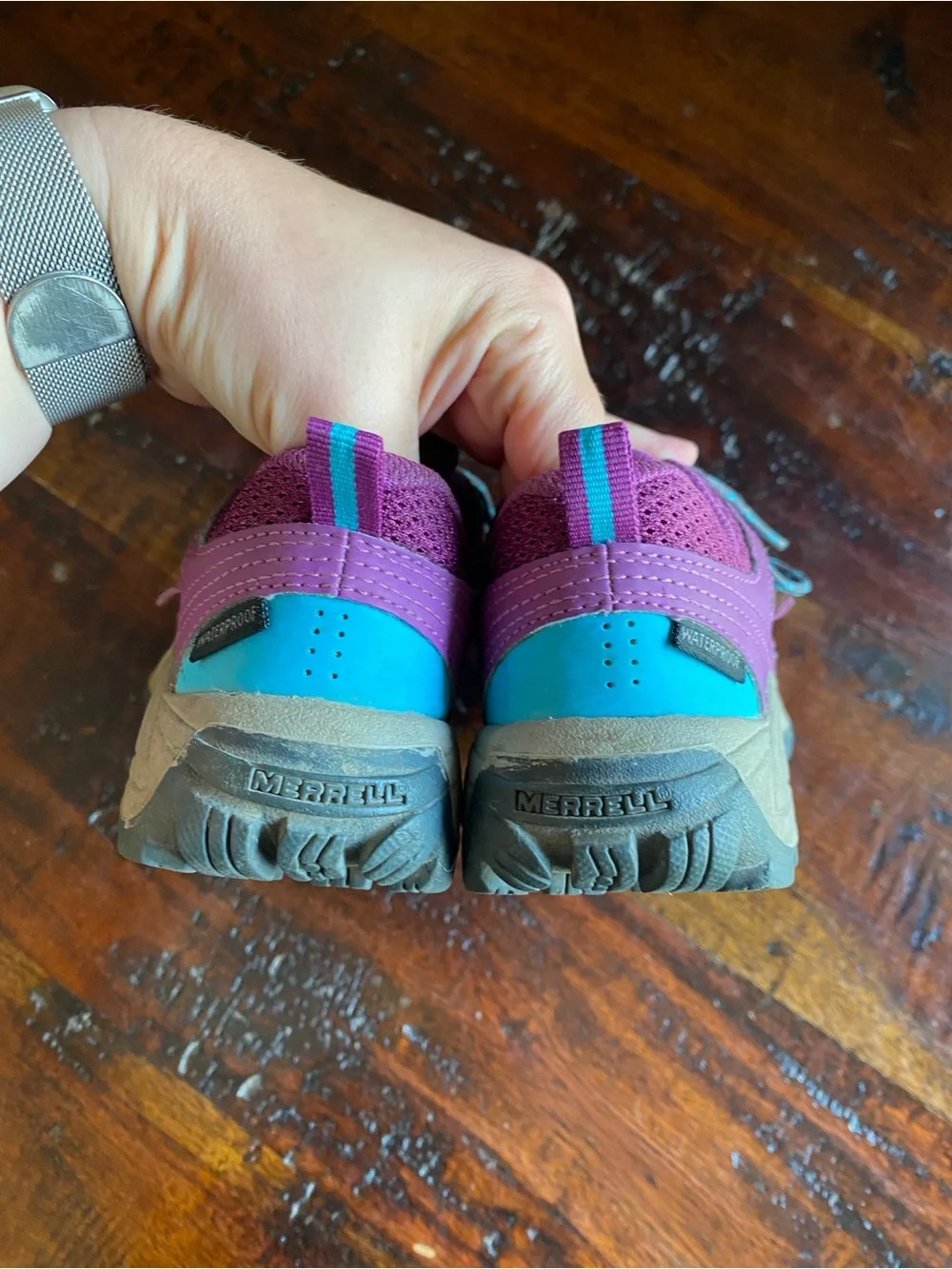 Merrell Kids' Oakcreek Low Lace Waterproof Hiking Shoes size 12 purple outdoors